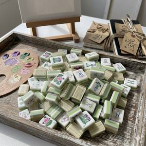 Mahjong artisanal aux tons vert doux et crème, idéal pour les salons de <span class=keywords><strong>thé</strong></span> et les espaces de détente. - Product Image 5