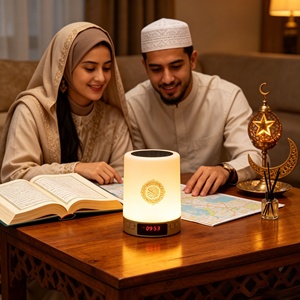 Altavoz de Corán con Bluetooth, Lámpara Nocturna LED, Control por Aplicación, Control Remoto, Reloj Despertador con Azan, Lámpara Nocturna LED, Reproductor de Corán - Product Image 1