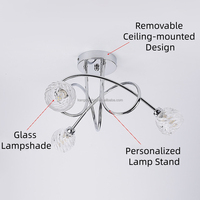 Plafonnier LED moderne et élégant en fer et verre, à 3 têtes, pour salon, style moléculaire, luxueux et raffiné, compatible CA