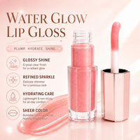 Gloss à lèvres personnalisé OEM, formule propre, cosmétique, paillettes fines, couleur vibrante, fini dewy, gloss à lèvres en marque privée