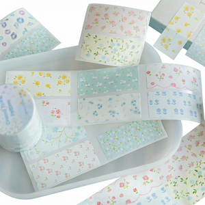 Cinta Adhesiva Floral Washi de Una Cara, Activada por Agua, de Grado Ingeniería, para Empalmar Papel, Etiqueta Escribible para el Hogar, Impermeable - Product Image 1