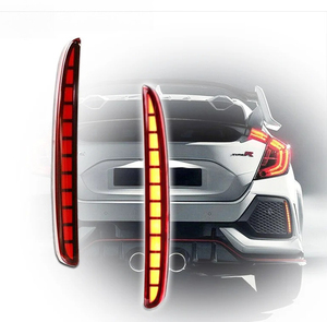 2 Piezas de Luces LED Reflectoras para Parachoques Trasero para <span class=keywords><strong>Honda</strong></span> <span class=keywords><strong>Civic</strong></span> Type R 2016 2017 2018 2019, Luces de Funcionamiento + Freno + Señal de Giro, 3 Funciones - Product Image 1