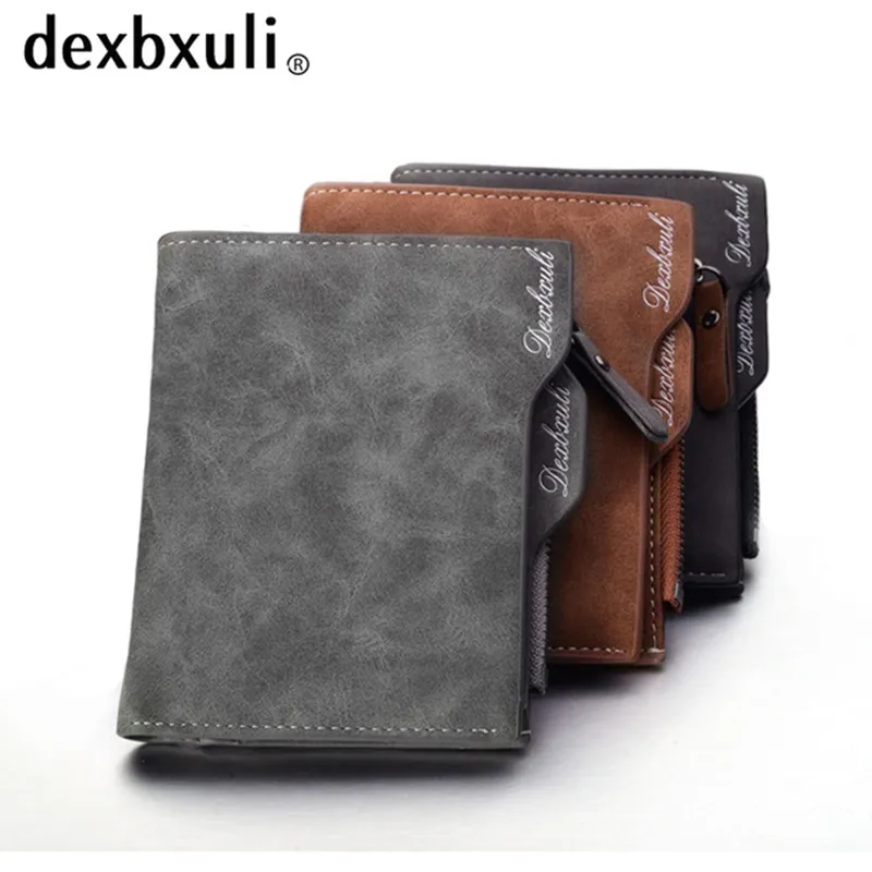 Men Retro Frosted PU Wallet Two Folding Male Purse Credit Card Holder Solid Color Short Wallet purse and wallet 1166