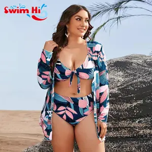 Wholesale Coverups Women Beachwear 1 Piece Swimwear Bikinis Plus Size With Cover Up