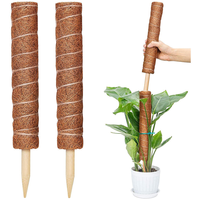 Poteau en mousse naturelle pliable avec manche en bois pour plantes grimpantes, support écologique pour jardin domestique, vente en gros