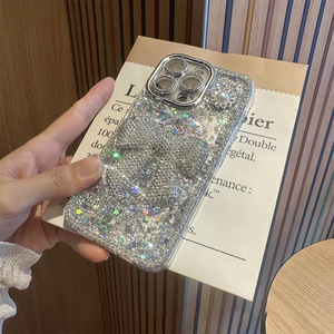 Custodia per telefono di lusso da donna con fiocco di diamanti glitterato glitterato per <span class=keywords><strong>iPhone</strong></span> 16 15 14 13 12 <span class=keywords><strong>11</strong></span> Cover protettiva - Product Image 5