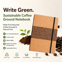 Set de Regalo de Cuaderno Ecológico con Logotipo Personalizado, Hecho con Corcho y Posos de Café, con Bolígrafo, Diario Sostenible A5