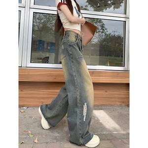 La tendencia OEM debe tener pantalones vaqueros desgastados degradados con <span class=keywords><strong>piernas</strong></span> sueltas y anchas para crear un estilo informal y fresco - Product Image 4