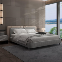 Chambre à coucher de villa haut de gamme minimaliste italienne, lit de luxe léger