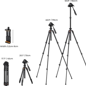 Venta al por mayor <span class=keywords><strong>K</strong></span> & <span class=keywords><strong>F</strong></span> Concept KF09.115 para cámara DSLR soporte de teléfono trípode de disparo 64 pulgadas soporte de trípode para cámara - Product Image 6