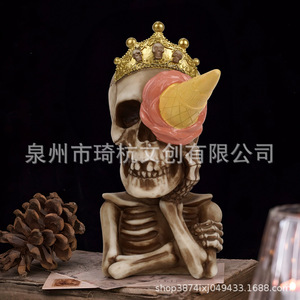 Figura de Calavera de Helado, Artesanía de Resina, Decoración de Halloween, Adorno de Escritorio Interior, Regalo Hecho a Mano - Product Image 4