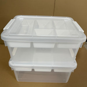 2 <b>PACK</b> <b>Large</b> Capacity Double-Layer Transparent Toy Organizer Building Blocks Storage <b>Box</b> Kids' Stackable PP Plastic Base - Product Image 1