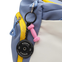 Mini haltère personnalisé designer affaires enduit haltère caoutchouc béton poids plaque vie fitness haltère ensemble porte-clés