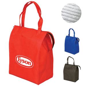 Vendita calda per bambini borsa frigo per pranzo con manico in tessuto Non tessuto refrigeratore isolato per Picnic Camping lettera 'ghiaccio' Design cibo da asporto - Product Image 1