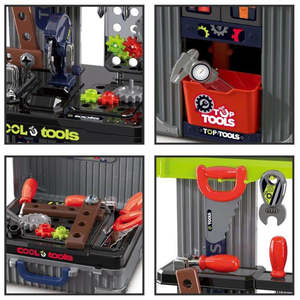 Nouvelle boîte à outils jouet pour enfants, ensemble d'outils d'ingénierie 2 en 1, atelier STEM, jeu de simulation, établi de construction pour tout-petits - Product Image 4