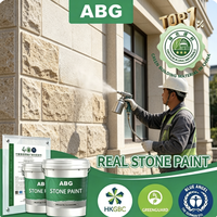 Peinture en pierre véritable à granulométrie fine et grossière avec des éclats de roche dure pour une façade extérieure de villa personnalisée