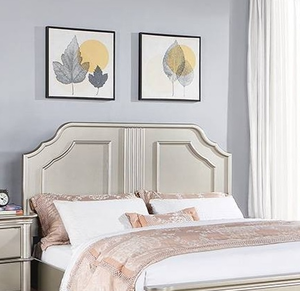 Lit réglable moderne de style oriental, taille King, 1 pièce, avec deux panneaux, finition argentée, mobilier de chambre à coucher - Product Image 5