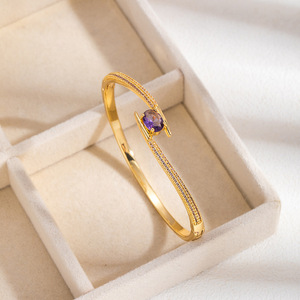 European American Colored Gemstone Multi Color <b>Bracelet</b> Gold Plated <b>Copper</b> Instagram Style Fashion Jewelry Accessories - Product Image 3