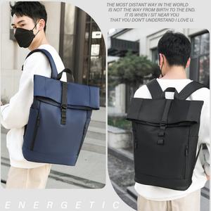 Vietnam Supplier Anti-Theft Travel <b>Backpack</b> Daypack Zipper Closure Waterproof Polyester Recycled <b>PET</b> Roll Top Black for Men - Product Image 3