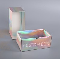 Boîte cadeau pliante de cils noirs personnalisés Costume holographique argenté pour bonbons chocolat pour sous-vêtements chaussettes vêtements emballage en fourrure