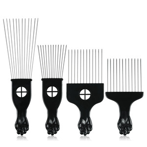 Lược Chải Tóc Bằng Kim Loại Có Tay Cầm Bằng Nhựa Có Răng Rộng Bằng Thép Không Gỉ Có Chiều Dài Khác Nhau Cho Tóc Màu Đen - Product Image 1