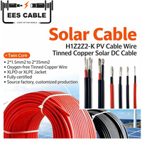 Cable Solar Fotovoltaico Industrial de Doble Núcleo, Conductor de Cobre Estañado, Aislamiento XLPO, 1m de Longitud, Rojo y Negro, Cable Eléctrico SOLAR