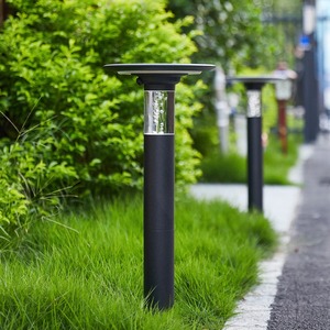 Outdoor LED Garden Light with Sleek Black Post and Disc <strong>Cover</strong> Bright White Glow for Patio Backyard <strong>Pathway</strong> Illumination - Product Image 3