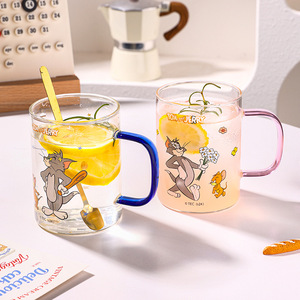 Tom And Jerry Glass Mug 500Ml Cartoon Design With Spoon Gift For Women - Product Image 3
