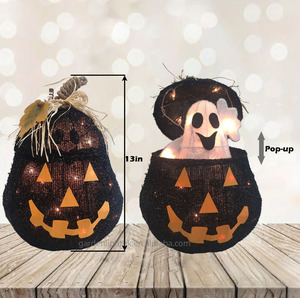 Luz LED Emergente Moderna de 13 Pulgadas con Forma de Calabaza Blanca, Decoración Ecológica para Halloween para el Hogar y Hoteles - Product Image 2