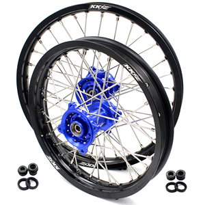 ชุดล้อแม็กซ์ KKE Motorcycle 19/16 สำหรับเด็ก  สำหรับรถ YAMAHA YZ80 ปี 1990-2001 และ YZ85 ปี 2002-2023 ดุมสีน้ำเงิน ขอบสีดำ - Product Image 2