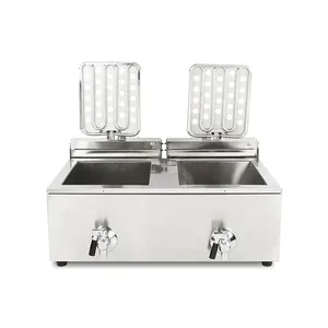 Double tank 6L Oil Capacity Economic Commercial Stainless Steel <strong>Electric</strong> <strong>Potato</strong> <strong>Chips</strong> <strong>Fryer</strong> with Valve - Product Image 3