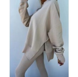 Nouvel ensemble de mode décontracté deux pièces pour femme JAC22 B251 : pantalon long slim et sweat-shirt court - Product Image 4