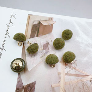 Medio redondo flocado plano seta <span class=keywords><strong>mango</strong></span> botón suéter para niños para mujeres decorado con botón de resina ropa Botón de felpa - Product Image 2