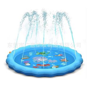 Chengjia <b>Inflatable</b> Water Sprayer Mat 170cm Outdoor Lawn Toy Dolphin Shark Design PVC Splash Pad For Kids Family Fun - Product Image 2