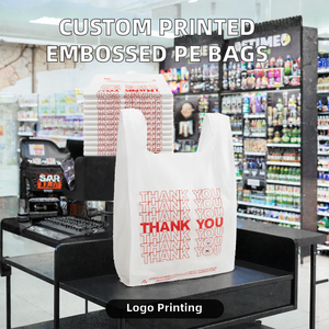 Bolsa de camiseta de polietileno (PE) impresa con logotipo personalizado en rollo, bolsa de plástico para compras de supermercado. - Product Image 3