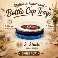 Plateau de service en plastique empilable en forme de bouchon de bouteille, avec logo personnalisé, couleur et taille au choix, rebord surélevé anti-fuite, pour microbrasseries