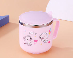 Tasse carton à eau pour enfants, 304 en acier inoxydable 270, ml, tasse double paroi, isolée, originale, avec poignée et couvercle, vente en gros - Product Image 3