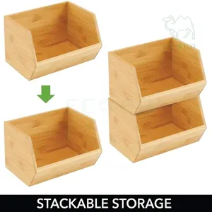 Bacs de rangement multifonctionnels en bambou pour le garde-manger et l'organisateur d'armoires de cuisine - Product Image 3