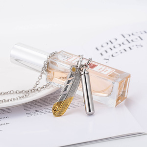 Collar con colgante de botella de perfume de plumas, de acero de titanio, abrible, regalo de joyería para mujer, collares de cadena de moda - Product Image 2