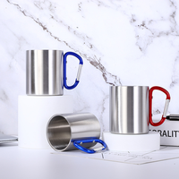 Tasse à café en acier inoxydable, gobelet de camping avec poignée mousqueton