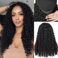 Perruque mi-tête bouclée naturelle en gros, texture afro bouclée birmane, perruque mi-tête bouclée Pixie 3 en 1, perruque humaine non traitée sans colle