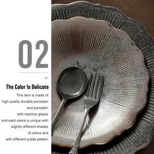 Vajilla rústica en forma de flor de cerámica japonesa para <span class=keywords><strong>restaurante</strong></span>, platos de cena para fruta, Pasta, porcelana única para servir fruta y sopa - Product Image 4