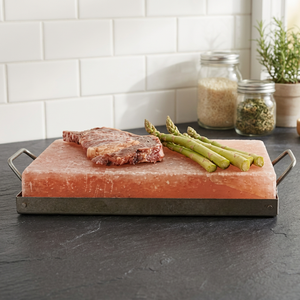 Wholesale New Natural Shape Refined Solid Himalayan Salt Cooking Slab <b>Plates</b> Eco-Friendly Carved <b>BBQ</b> <b>Grill</b> Rack Tray OEM Service - Product Image 1