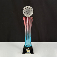 Trophée Sportif en Verre Personnalisé avec Gravure Couleurs, Socle en Cristal, Globe, Volleyball, Tennis, Baseball, Plaque de Récompense en Cristal MH-J0911