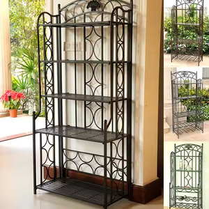 Étagères à 5 niveaux pour boulangers Étagères à défilement Crochets suspendus Conception en métal peu encombrante pour garage Étanche Balcon Jardins d'herbes Outils de barbecue - Product Image 6