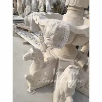 庭の装飾3層アンティーク石トラバーチン大理石の馬の彫像噴水
