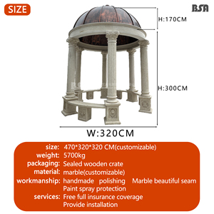 Pavillons <span class=keywords><strong>en</strong></span> marbre sur mesure de grande taille, piliers <span class=keywords><strong>en</strong></span> pierre de <span class=keywords><strong>jardin</strong></span>, sculptures de <span class=keywords><strong>jardin</strong></span> pour la décoration de <span class=keywords><strong>jardin</strong></span> et de cour - Product Image 2