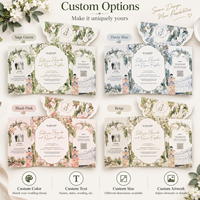 Suite d'invitations de mariage personnalisées, carte pliante botanique aquarelle, dorure à chaud, ensemble d'enveloppes RSVP, vente en gros OEM