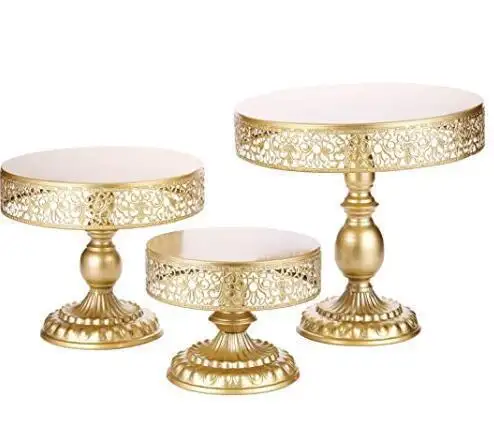 Cake Stand Dessert Cupcake Pastry Candy Display Plate for Wedding Event Birthday Party Round Metal Pedestal Holder Gold