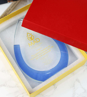 Médaille de trophée en cristal créative classique impression de découpe finition polie conception de goutte d'eau personnalisée pour le leadership des employés